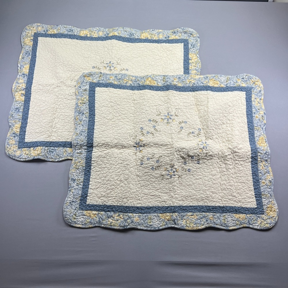 Set Of 2 Peking Handicraft Standard Pillowshams Beige Quilted Floral (21" X 27")